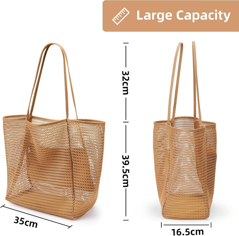 KALIDI BeachNylon Mesh Tote Bag, Casual Tote Bag Hobo Women Foldable MAX 23L Shoulder Bag For Beach Picnic Vacation - Image 5